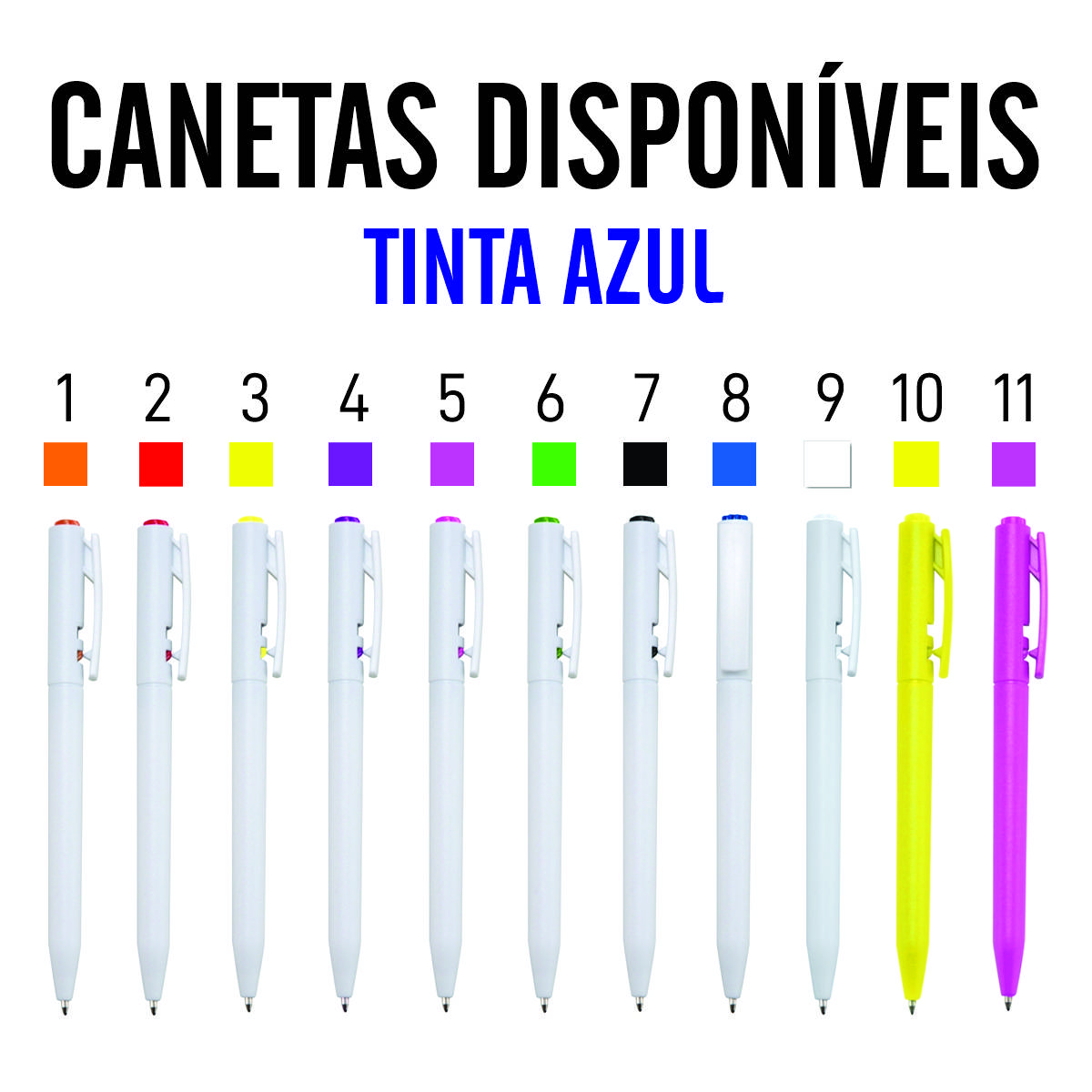 Opções de canetas para personalização